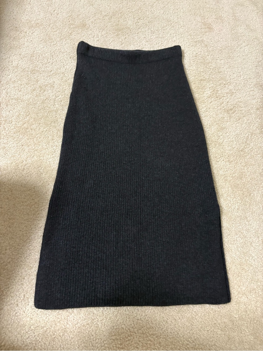 Vince Charcoal Grey Ribbed Pencil Skirt